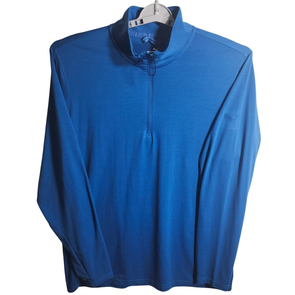 Puma Golf Performance 1/4‎ Zip Long Sleeve Pullover Shirt Royal Blue Mens Large